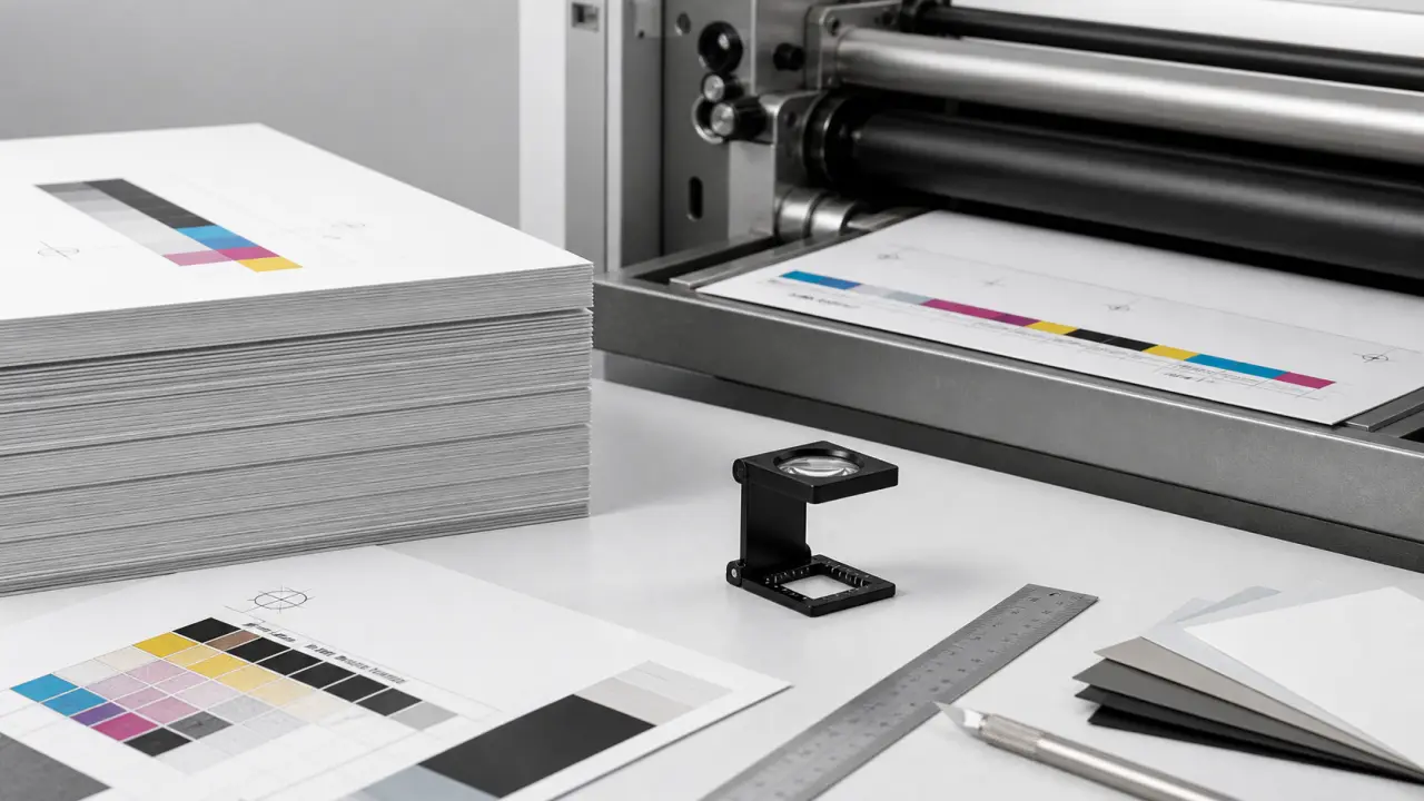 Composition abstraite inspirée du Swiss Design pour illustrer l'impression offset