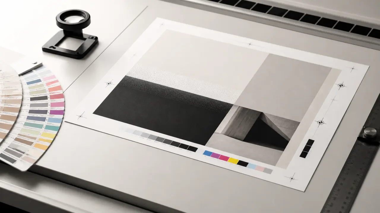 Composition graphique minimaliste évoquant le BAT papier en impression offset