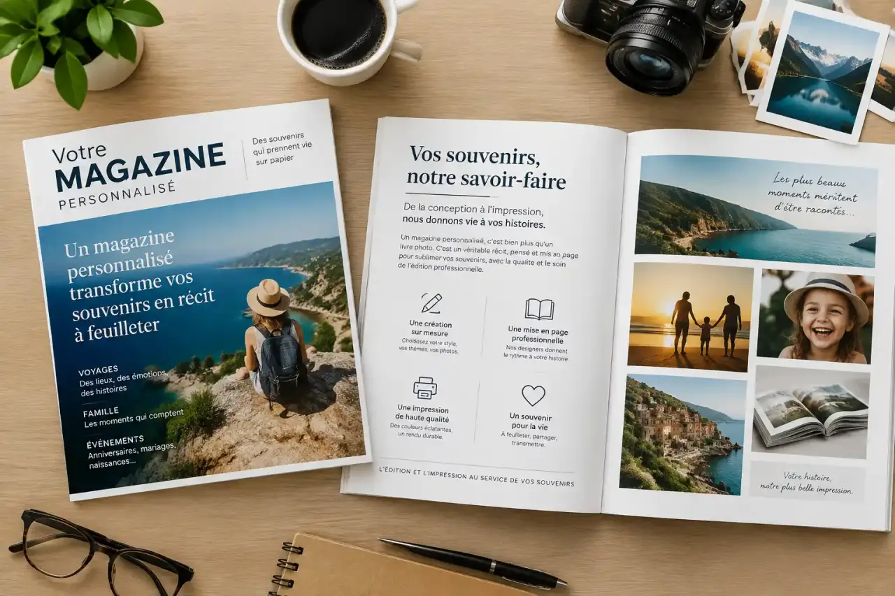Un magazine personnalisé transforme vos souvenirs en récit à feuilleter
