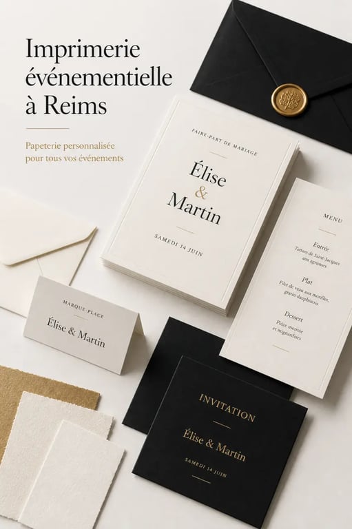 Imprimerie reims pour faire-part de mariage, menus et papeterie personnalisée