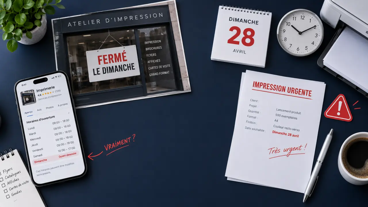 Imprimerie ouverte le dimanche : le faux horaire qui peut faire rater votre impression urgente