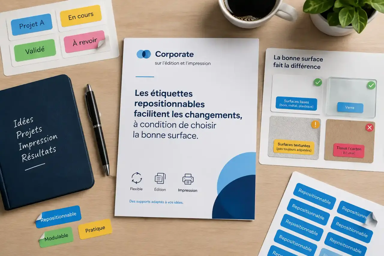 Les étiquettes repositionnables facilitent les changements, à condition de choisir la bonne surface