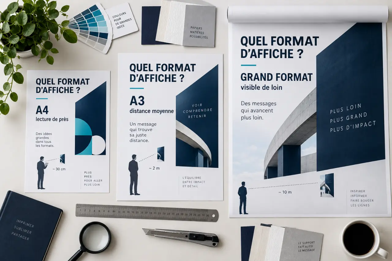 Quel format d’affiche choisir ? A4, A3 ou grand format selon la distance de lecture