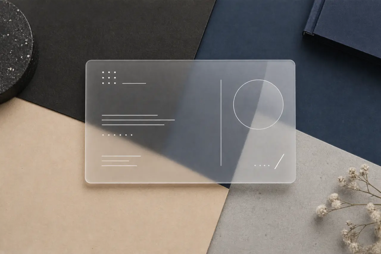 Carte de visite transparente : le blanc sélectif pour rester lisible sur tous les fonds