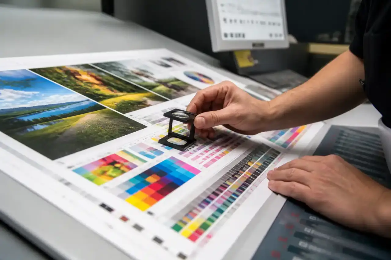 Illustration de calibration couleur en impression offset