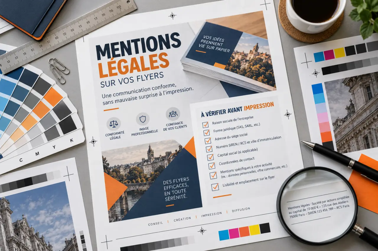 Mention légale sur un flyer : les oublis à éviter avant l’impression